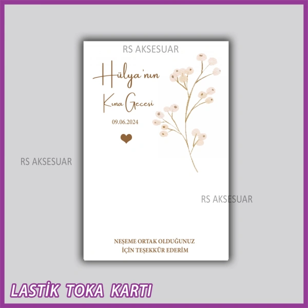 Saten Lastik Toka Kartı -Nikah, Nişan, Kına Hatırası
