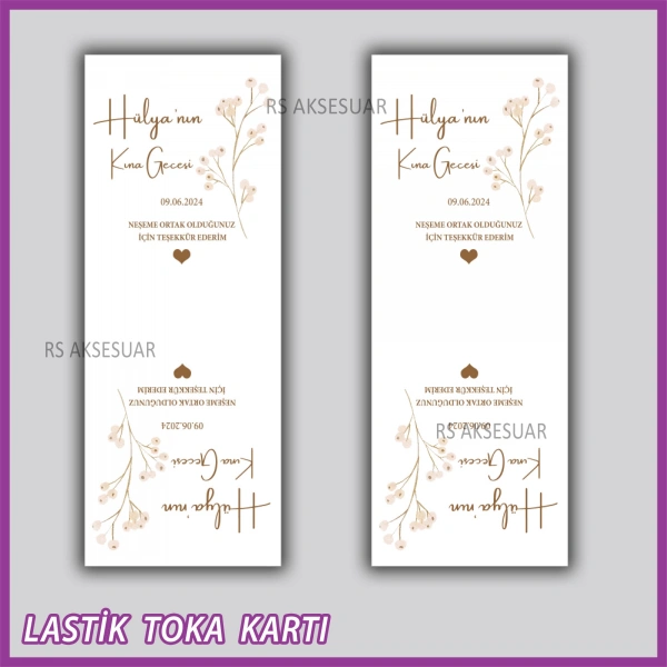 Saten Lastik Toka Kartı -Nikah, Nişan, Kına Hatırası
