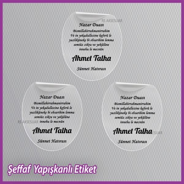 Şeffaf Sünnet Etiketi -Epoksi İsim Etiketi - SE005