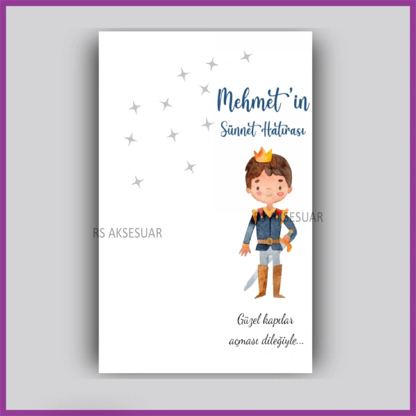 Sünnet Çocuğu Temalı - Hediyelik Anahtarlık İsim Kartı