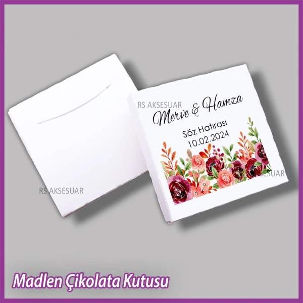 Tekli Madlen Nikah & Nişan & Söz Çikolata Kutusu - K035