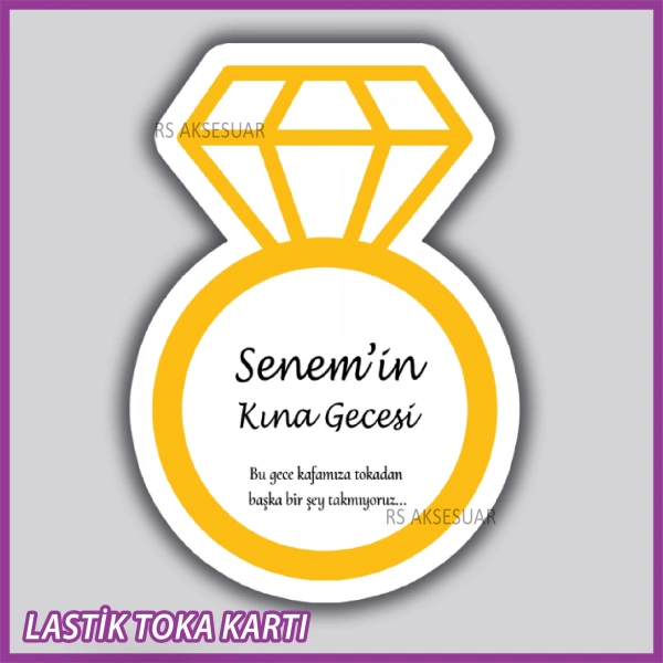 Tektaş Yüzük Lastik Toka Kartı -Nikah, Nişan, Kına Hatırası - rs5527