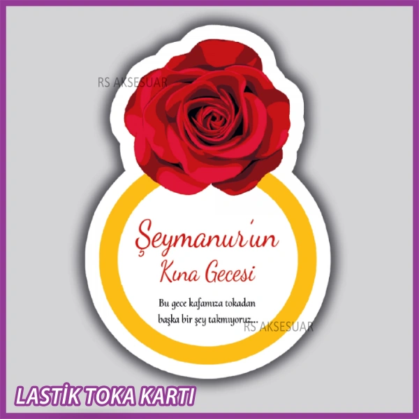 Güllü Yüzük Lastik Toka Kartı -Nikah, Nişan, Kına Hatırası - rs5528