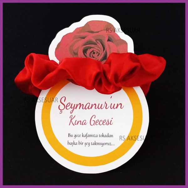 Güllü Yüzük Lastik Toka Kartı -Nikah, Nişan, Kına Hatırası - rs5528