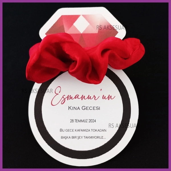 Tektaş Yüzük Lastik Toka Kartı -Nikah, Nişan, Kına Hatırası - rs5525