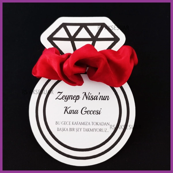 Tektaş Yüzüklü Lastik Toka Kartı -Nikah, Nişan, Kına Hatırası - rs5536