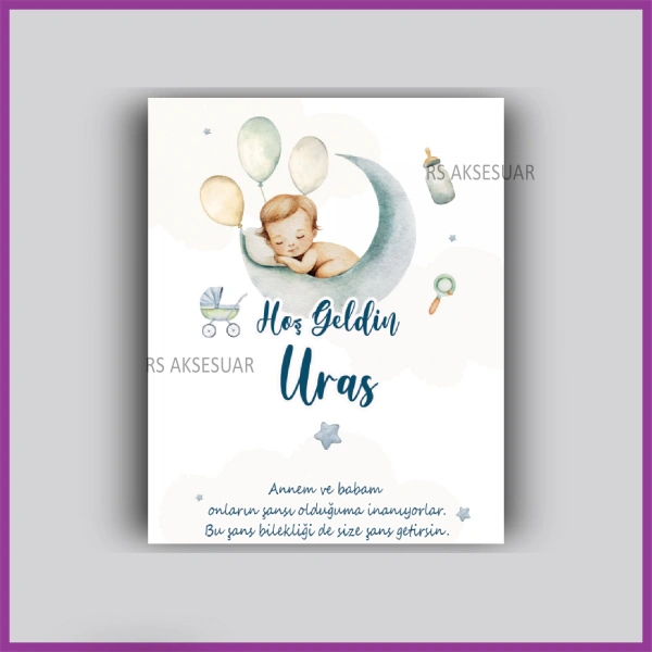 Bebek Temalı Hediyelik Bileklik İsim Kartı
