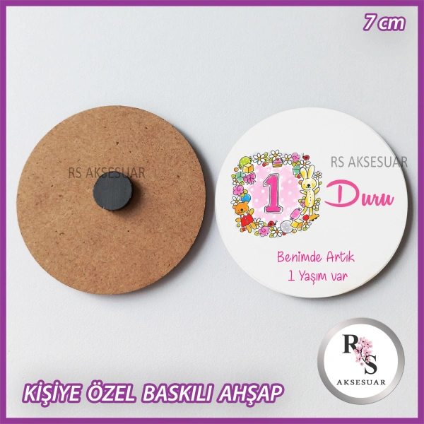 1 Yaş Baskılı Ahşap Bebek Hediyelik -uv9
