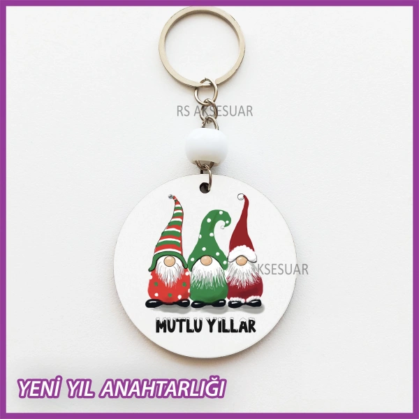 Yeni Yıl- Yılbaşı Baskılı Hediyelik Anahtarlık