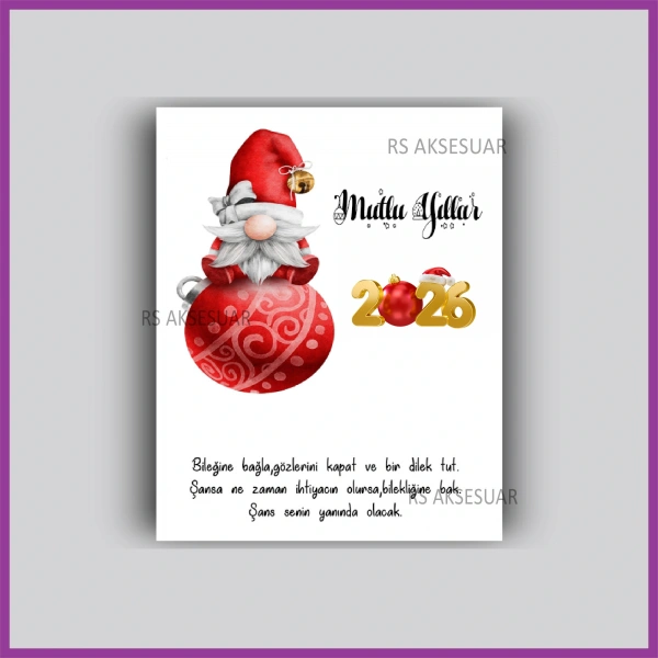 Yılbaşı Kartları - Yeni Yıl Hediye Bileklik Kartı