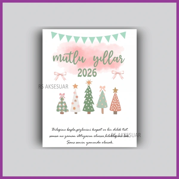 Yılbaşı Kartları - Yeni Yıl Hediye Bileklik Kartı