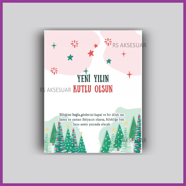 Yılbaşı Kartları - Yeni Yıl Hediye Bileklik Kartı