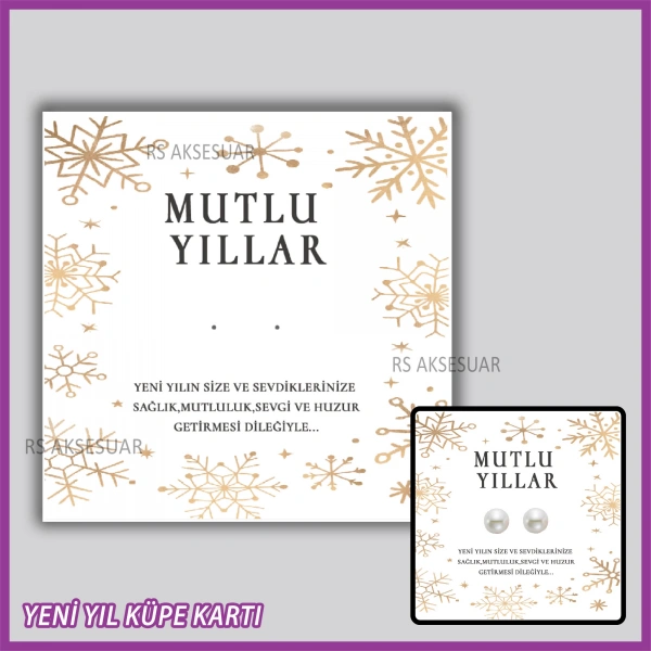 Yılbaşı Kartları - Yeni Yıl Hediye Küpe Kartı