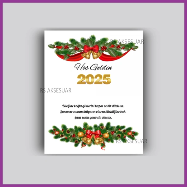 Yılbaşı Kartları - Yeni Yıl Hediye Bileklik Kartı