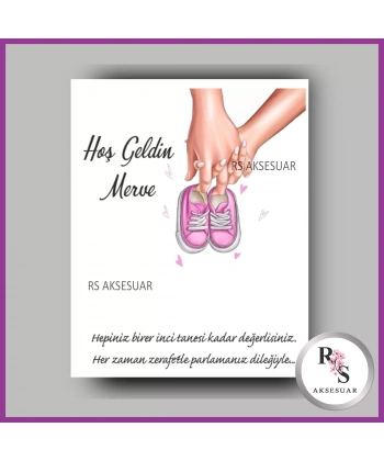 İncili Toka Kartı -Bebek, Doğum Günü Hatırası