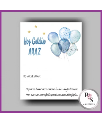 İncili Toka Kartı -Bebek, Doğum Günü Hatırası