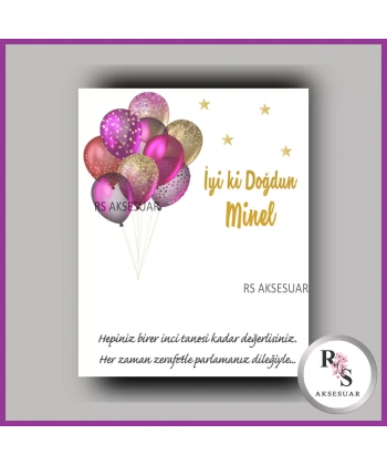 İncili Toka Kartı -Bebek, Doğum Günü Hatırası