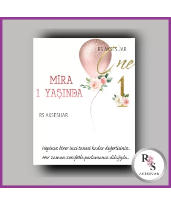 İncili Toka Kartı -Bebek, Doğum Günü Hatırası