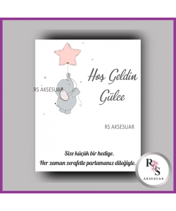 İncili Toka Kartı -Bebek, Doğum Günü Hatırası