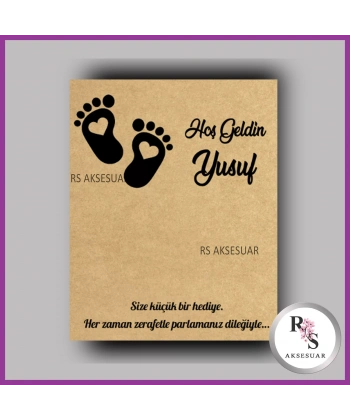 İncili Toka Kartı -Bebek, Doğum Günü Hatırası