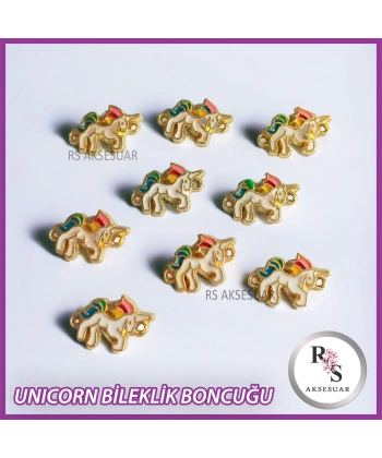1 Adet Unicorn Atlı Metal Kulplu Boncuk