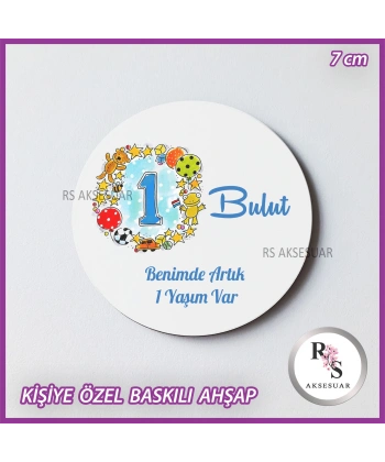 1 Yaş Baskılı Ahşap Bebek Hediyelik -uv10