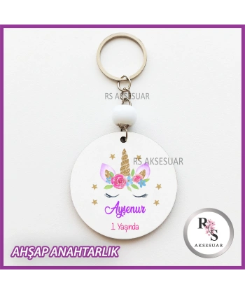 Unicorn Baskılı Anahtarlık -uv89