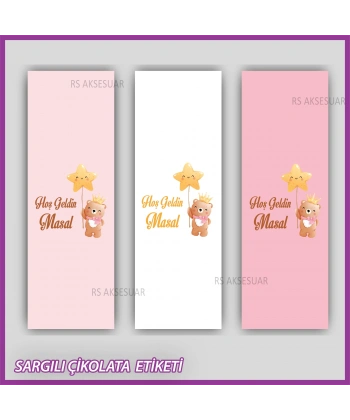 10 adet Sargılı Bebek Çikolata İsim Etiketi - Yapışkanlı Sticker -CE106