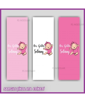 10 adet Sargılı Bebek Çikolata İsim Etiketi - Yapışkanlı Sticker -CE108