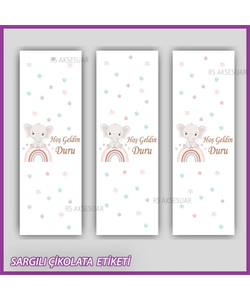 10 adet Sargılı Bebek Çikolata İsim Etiketi - Yapışkanlı Sticker -CE111