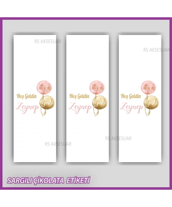 10 adet Sargılı Bebek Çikolata İsim Etiketi - Yapışkanlı Sticker -CE113
