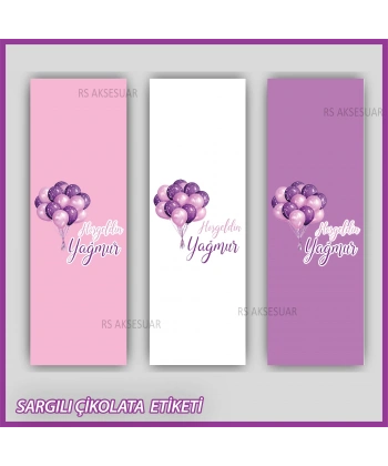 10 adet Sargılı Bebek Çikolata İsim Etiketi - Yapışkanlı Sticker -CE114