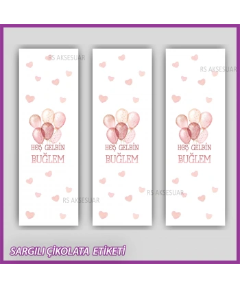 10 adet Sargılı Bebek Çikolata İsim Etiketi - Yapışkanlı Sticker -CE115