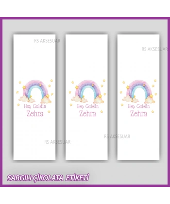 10 adet Sargılı Bebek Çikolata İsim Etiketi - Yapışkanlı Sticker -CE116