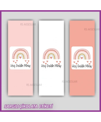 10 adet Sargılı Bebek Çikolata İsim Etiketi - Yapışkanlı Sticker -CE117