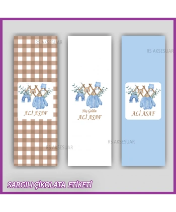 10 adet Sargılı Bebek Çikolata İsim Etiketi - Yapışkanlı Sticker -CE120