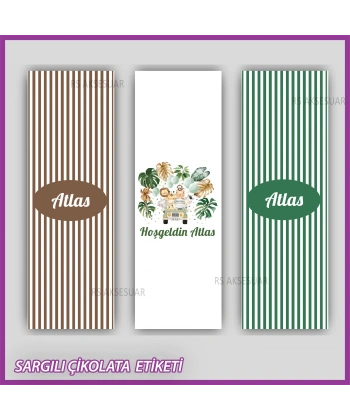 10 adet Sargılı Bebek Çikolata İsim Etiketi - Yapışkanlı Sticker -CE121