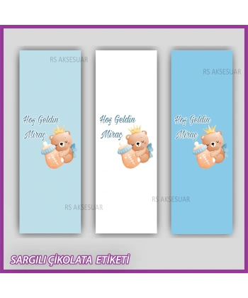 10 adet Sargılı Bebek Çikolata İsim Etiketi - Yapışkanlı Sticker -CE123