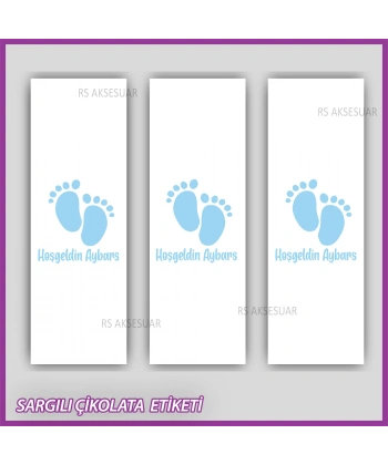10 adet Sargılı Bebek Çikolata İsim Etiketi - Yapışkanlı Sticker -CE124