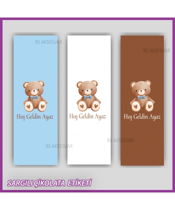 10 adet Sargılı Bebek Çikolata İsim Etiketi - Yapışkanlı Sticker -CE126