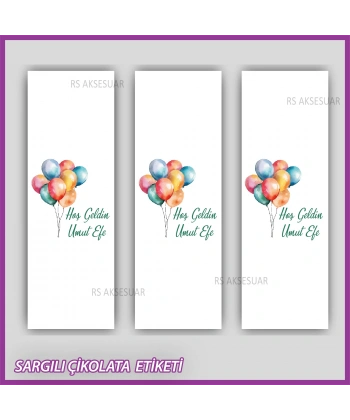 10 adet Sargılı Bebek Çikolata İsim Etiketi - Yapışkanlı Sticker -CE130