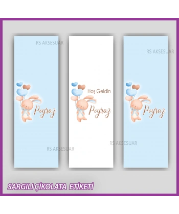 10 adet Sargılı Bebek Çikolata İsim Etiketi - Yapışkanlı Sticker -CE132