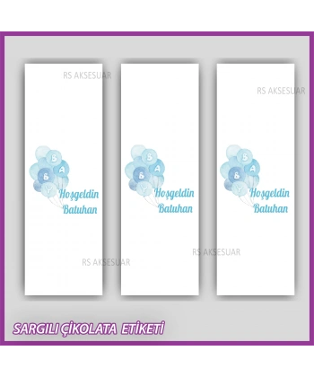 10 adet Sargılı Bebek Çikolata İsim Etiketi - Yapışkanlı Sticker -CE133