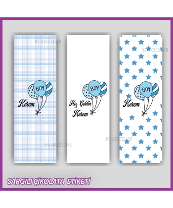 10 adet Sargılı Bebek Çikolata İsim Etiketi - Yapışkanlı Sticker -CE134