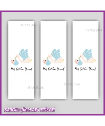 10 adet Sargılı Bebek Çikolata İsim Etiketi - Yapışkanlı Sticker -CE135