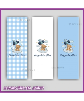 10 adet Sargılı Bebek Çikolata İsim Etiketi - Yapışkanlı Sticker -CE136