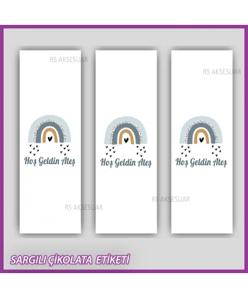 10 adet Sargılı Bebek Çikolata İsim Etiketi - Yapışkanlı Sticker -CE140