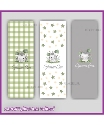 10 adet Sargılı Bebek Çikolata İsim Etiketi - Yapışkanlı Sticker -CE143