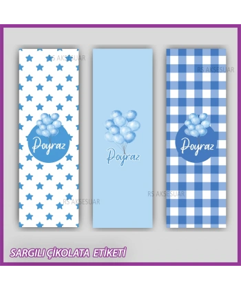10 adet Sargılı Bebek Çikolata İsim Etiketi - Yapışkanlı Sticker -CE150