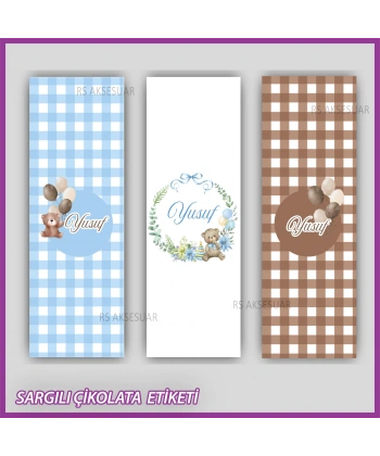 10 adet Sargılı Bebek Çikolata İsim Etiketi - Yapışkanlı Sticker -CE152